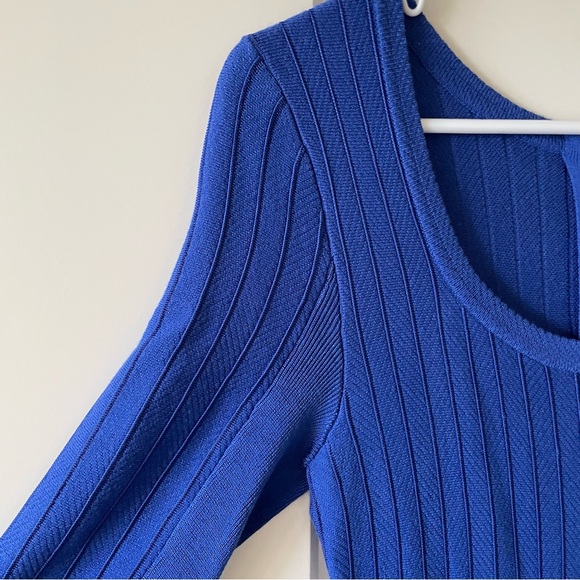 Nic+Zoe Ultra Marine Blue Knit Scoop Neck Fit and Flare Midi Dress Size Small - Picture 9 of 14